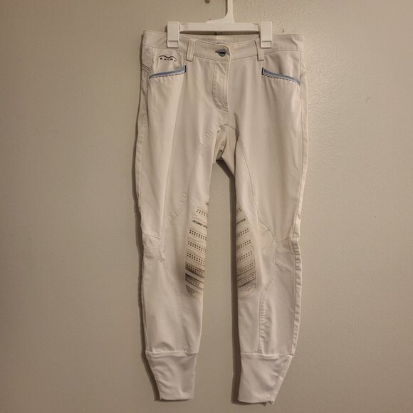 ANIMO White Grip Knee Patch Breeches size I 38 Pocket Detail Italy Equestrian - Picture 1 of 12